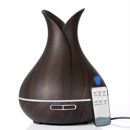 Humidificador ultrasónico de aire de 400 ml, difusor de aceites esenciales con textura de madera y 7 luces LED que cambian de color para dormitorio y sala de estar.